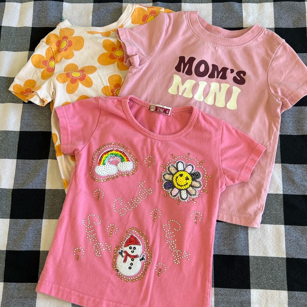 Pink and Yellow Kids Graphic T-Shirts Set